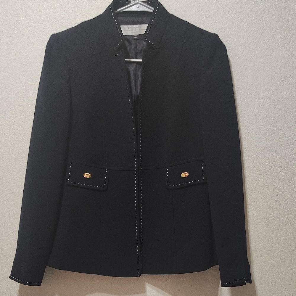 Tahari Black Blazer Fitted Suit‎ Jacket